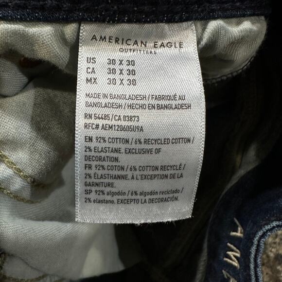 American Eagle Men Jeans Size 30 Dark Wash Blue Denim Original Bootcut - Picture 5 of 7